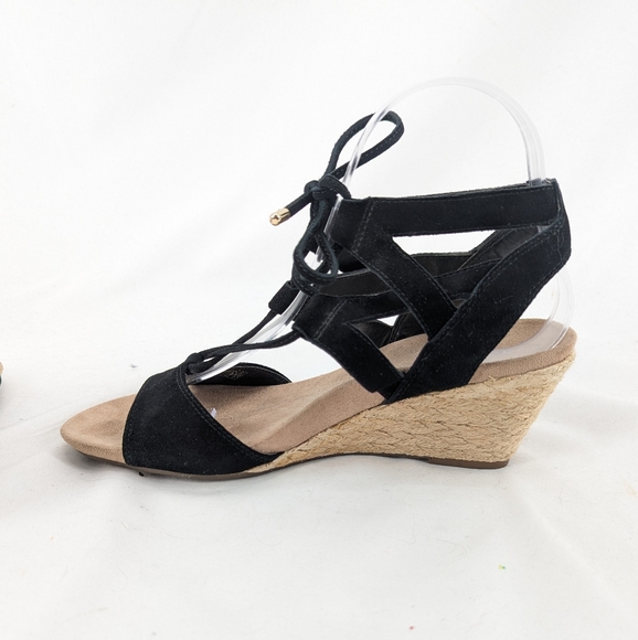 Vionoc Tansy Sandals Black Rope Wedge Heel Size 8 - Picture 5 of 11